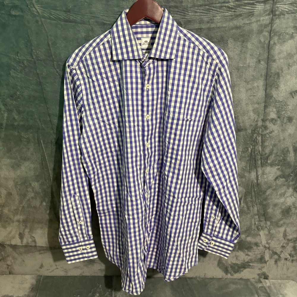 Peter Millar Shirt Mens Medium Long Sleeve Purple Cotton Preppy